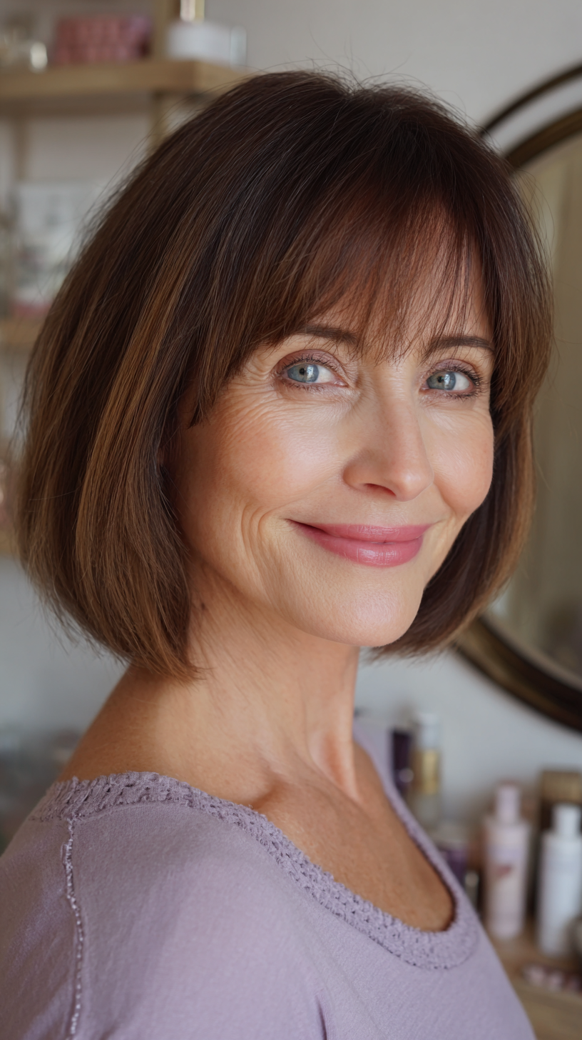 Classic Blunt Bob with Soft Bangs