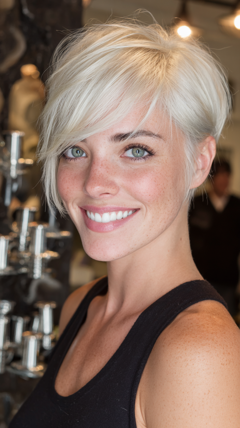 Modern Asymmetrical Pixie with Subtle Texture