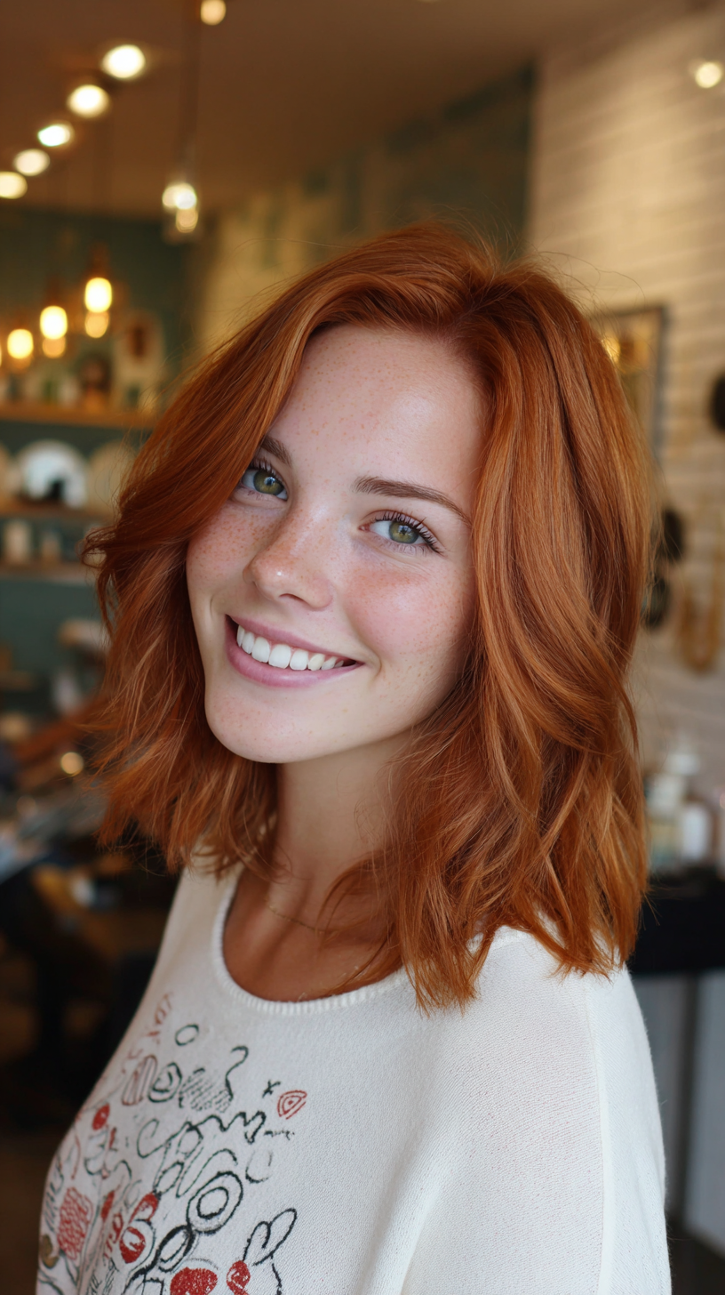 Radiant Copper Waves with Soft Layers