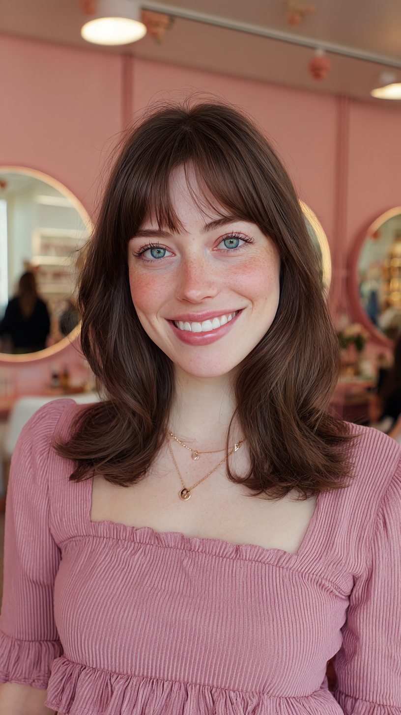 Softly Layered Haircut with Gentle Curtain Bangs