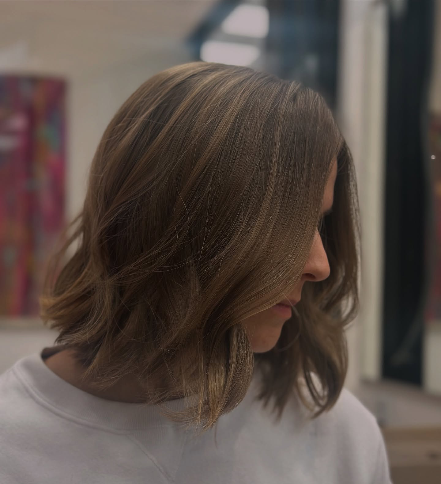 Textured Angled Bob with Subtle Highlights