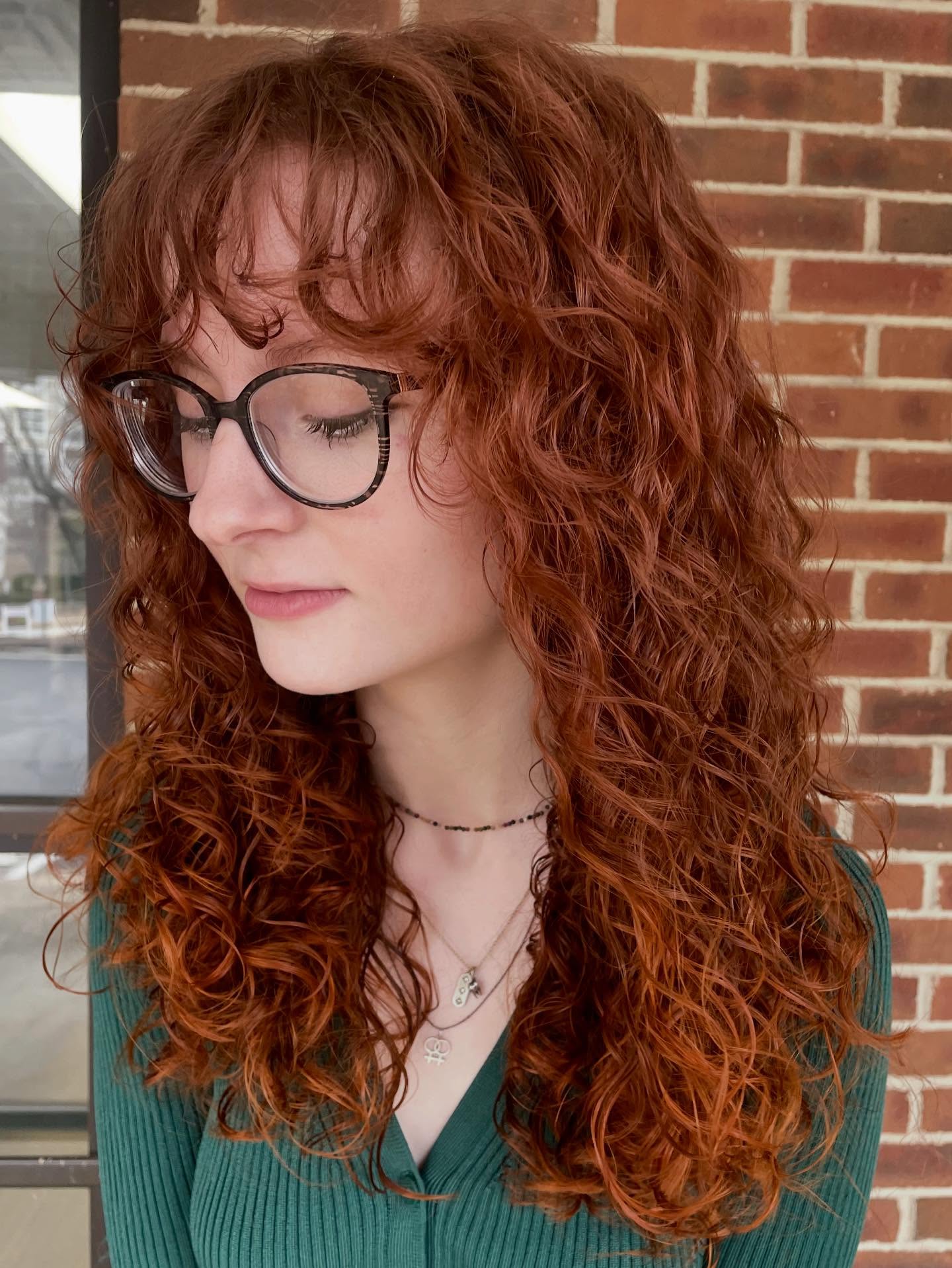Textured Curly Hair with Wispy Bangs