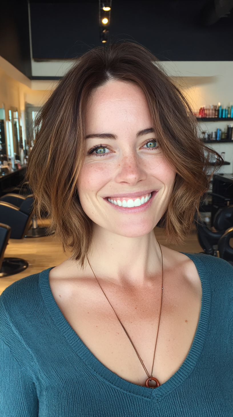 Textured Wavy Bob with Subtle Face-Framing Layers