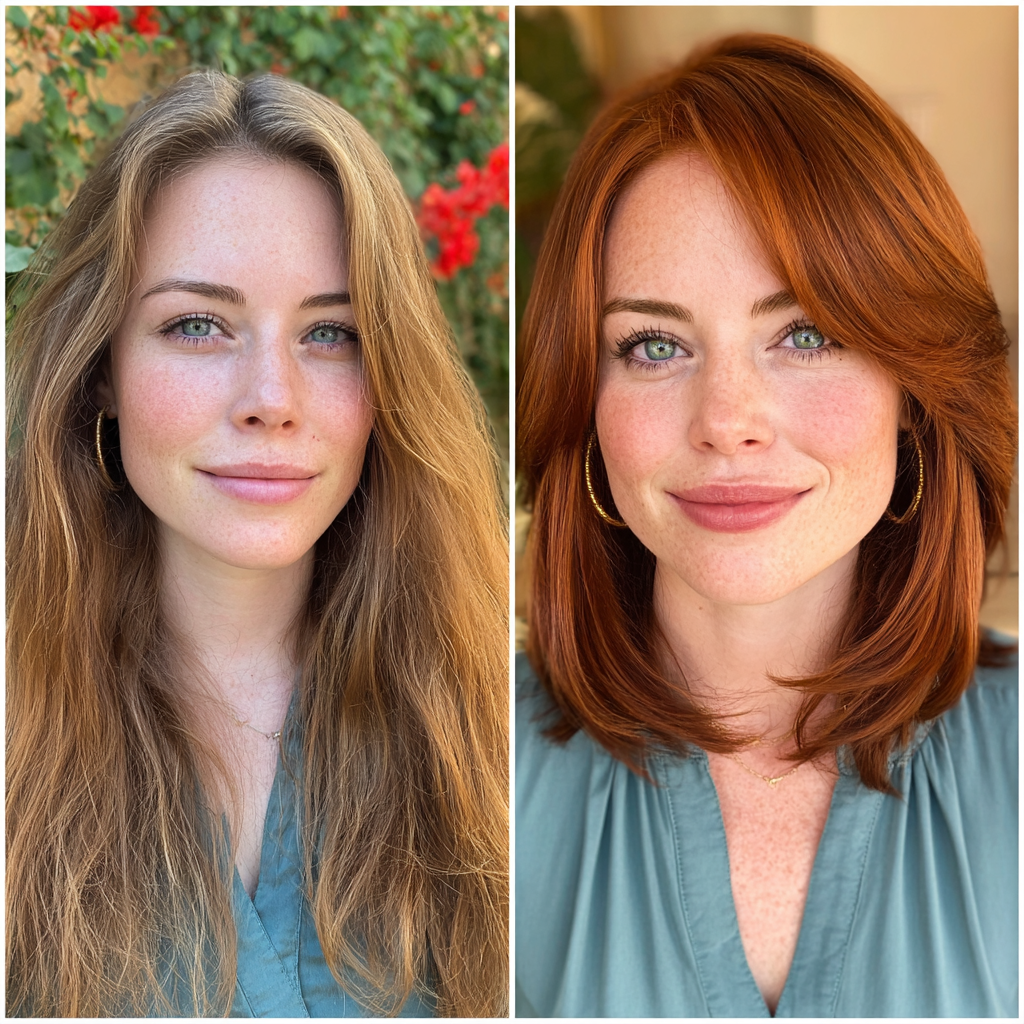 Vibrant Copper Shoulder-Length Cut with Soft Layers