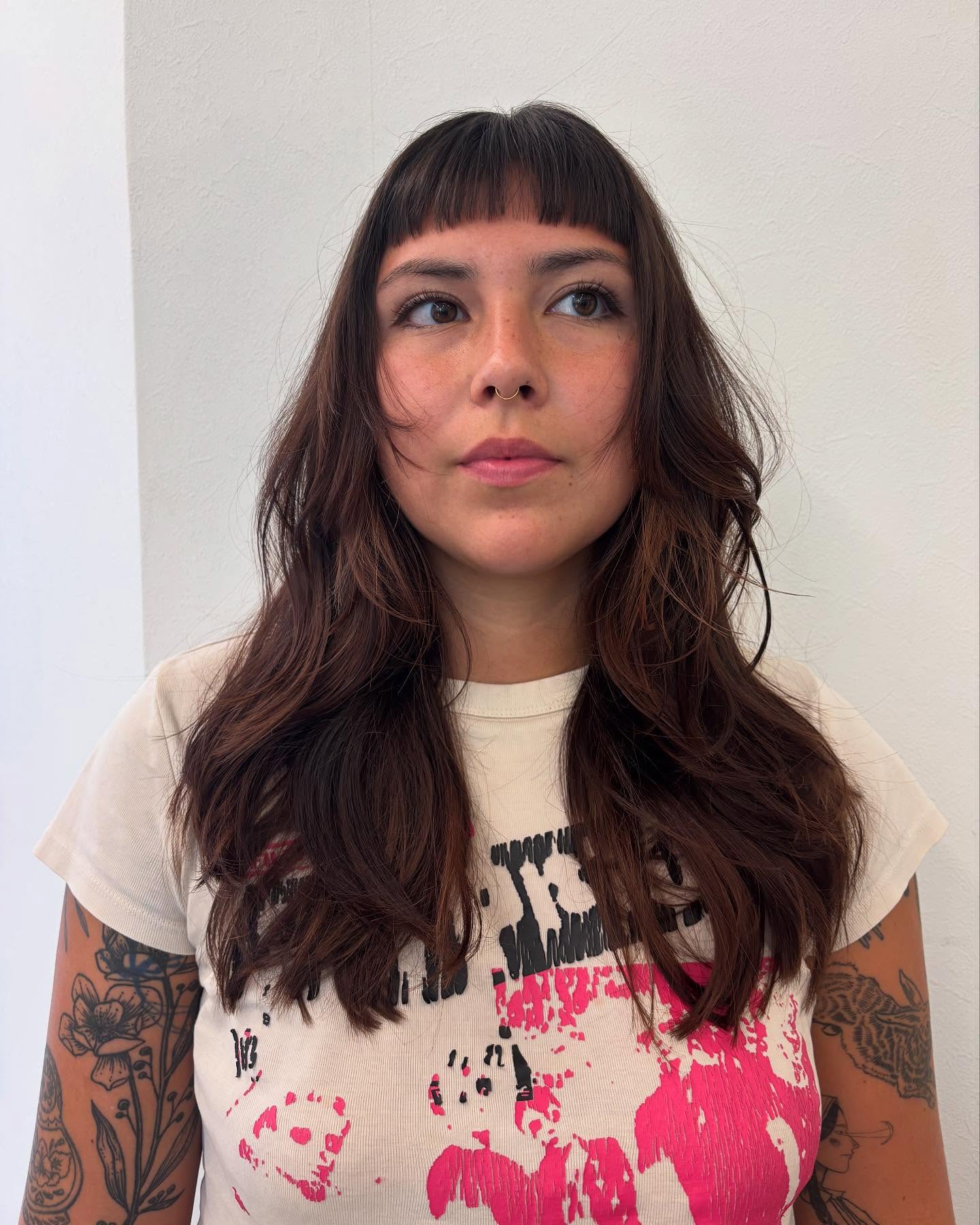 Chic Long Cut with Soft Curtain Bangs