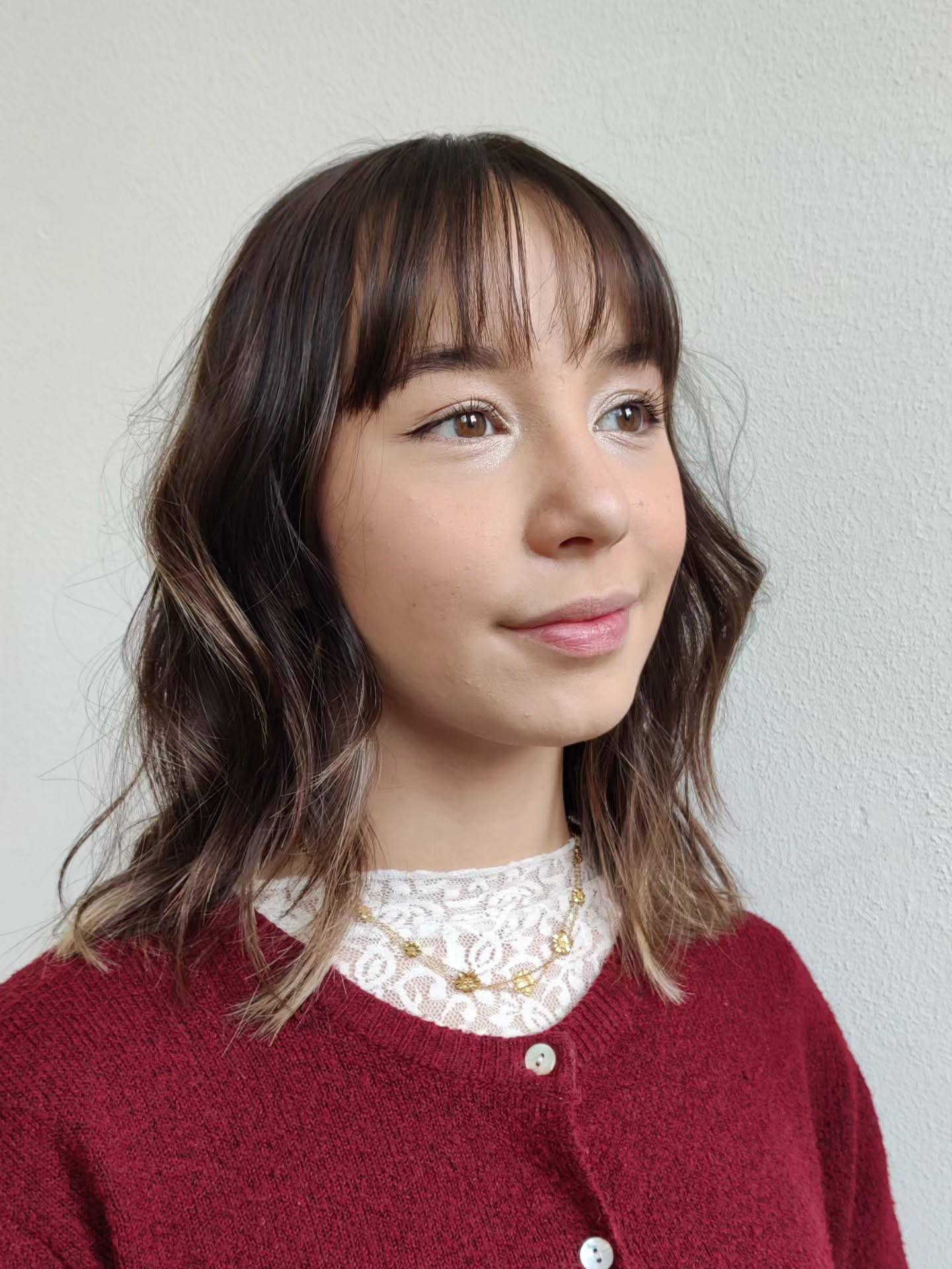 Chic Wavy Lob with Wispy Bangs