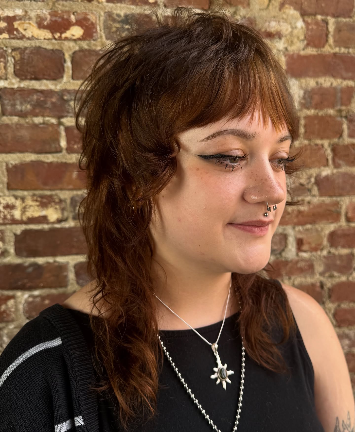 Edgy Textured Mid-Length Shag with Soft Bangs