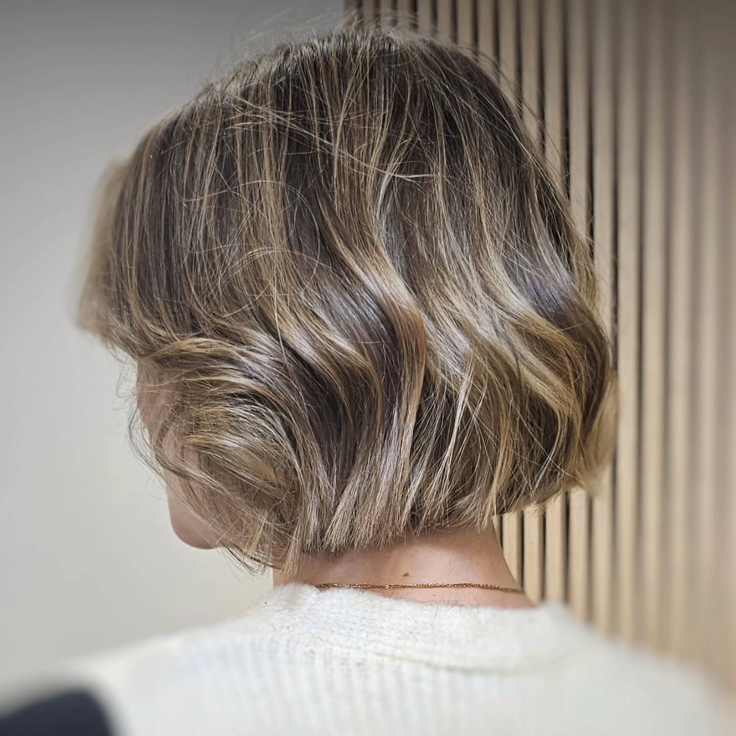 Textured Chin-Length Bob with Soft Waves