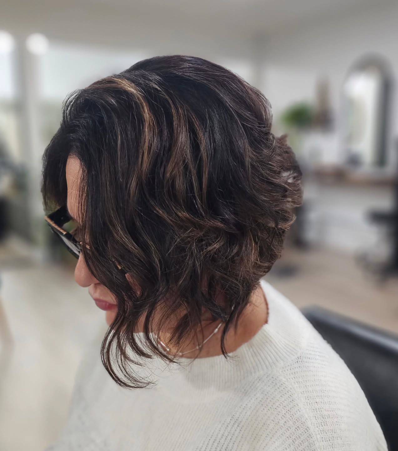 Textured Curly Bob with Subtle Highlights