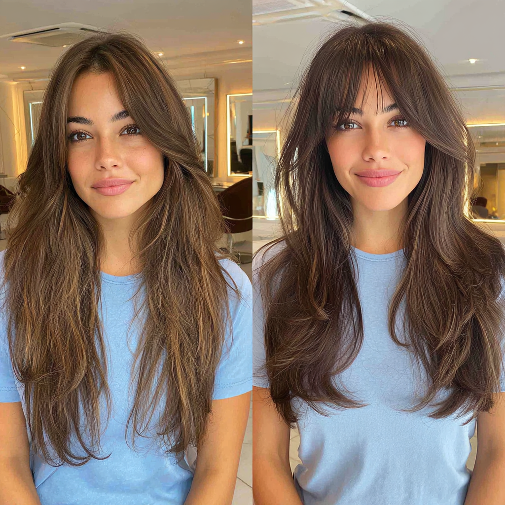 Textured Long Hair with Wispy Bangs