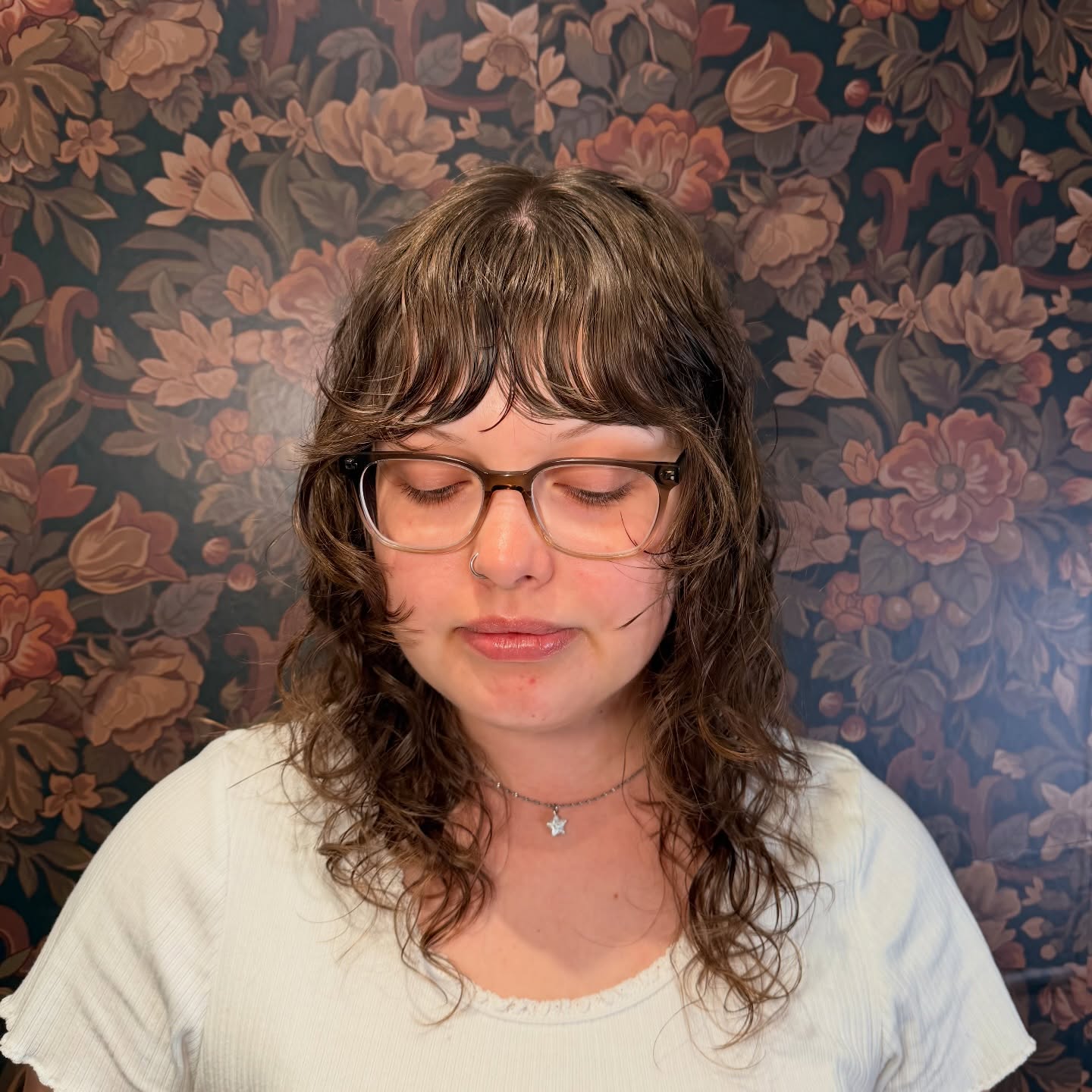 Chic Curly Shag with Soft Bangs