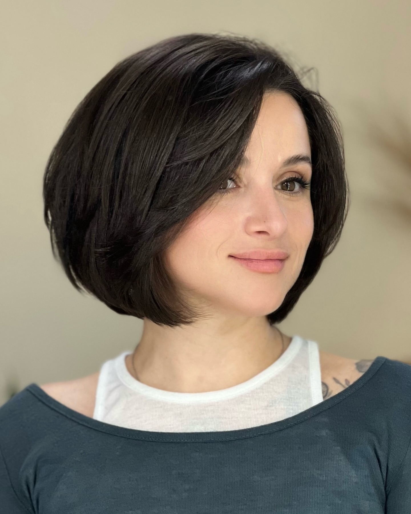 Chic Textured Bob with Side-Swept Bangs