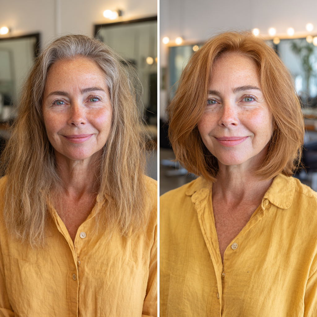 Chic Textured Bob with Warm Copper Highlights