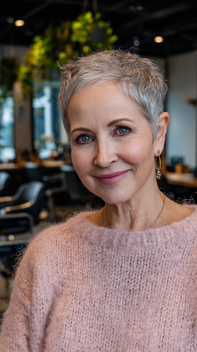 Chic Textured Short Pixie Cut with Subtle Highlights