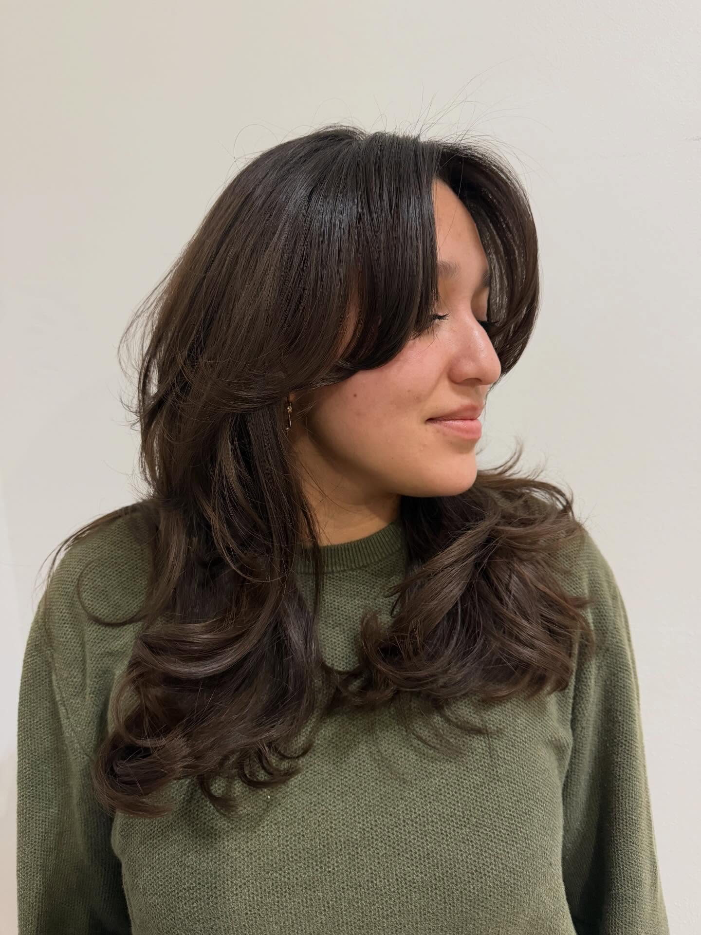 Modern Textured Long Layers with Soft Face Framing