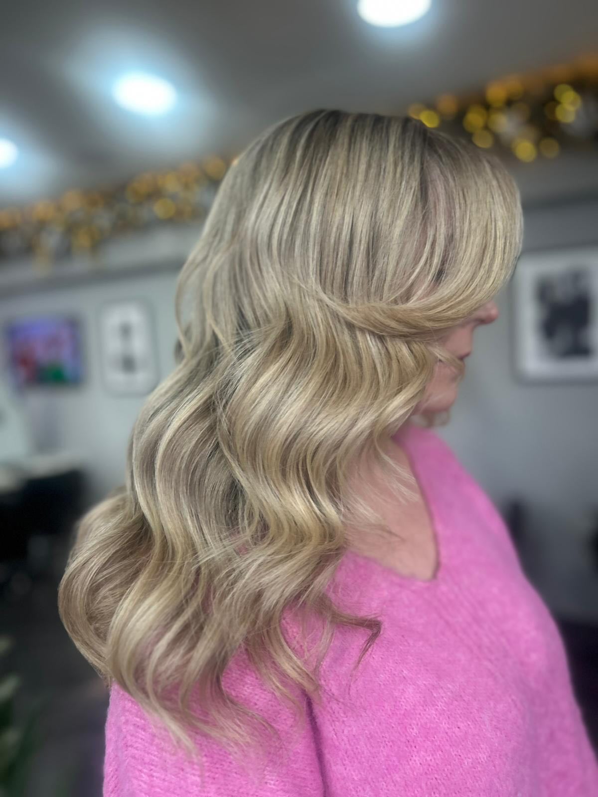 Stunning Multi-Dimensional Blonde with Soft Cascading Waves