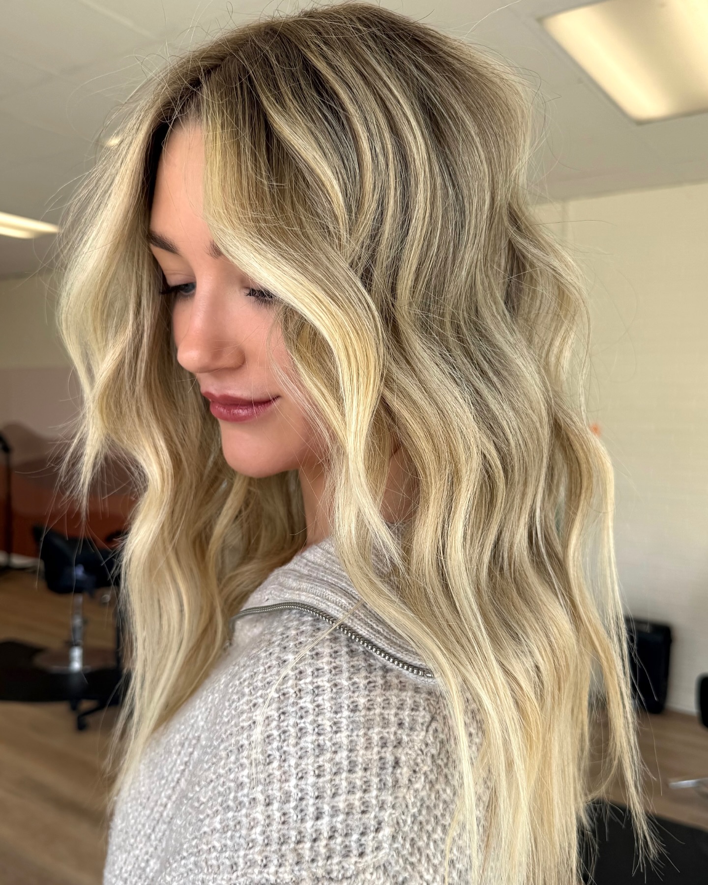 Textured Multi-Dimensional Blonde with Beachy Waves