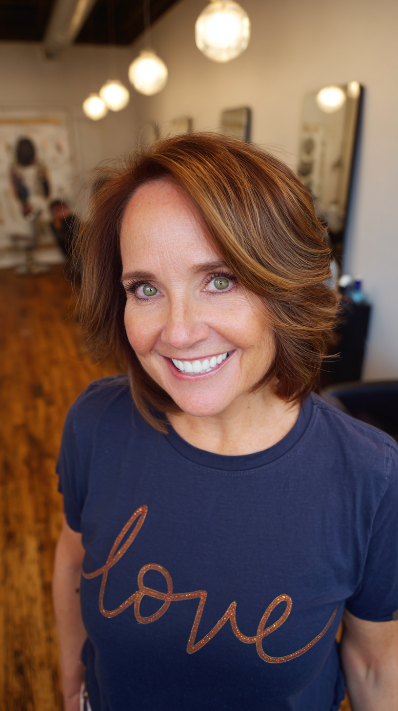 Chic Layered Lob with Soft Face-Framing Highlights