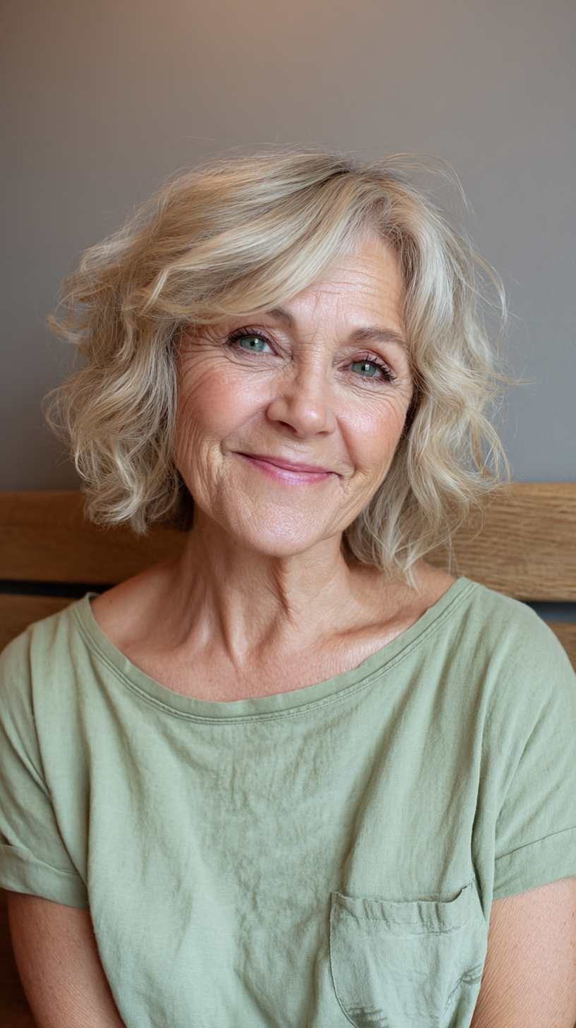 Chic Textured Blonde Bob with Soft Curls