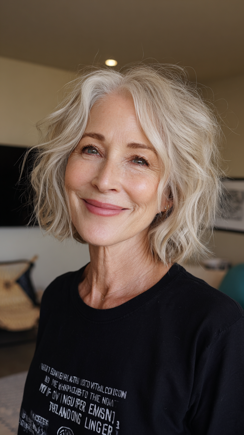 Chic Textured Blonde Bob with Soft Movement