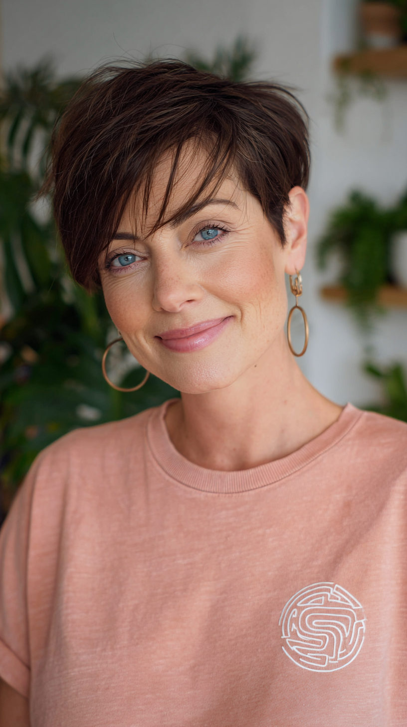 Chic Textured Short Crop with Soft Side Swept Bangs