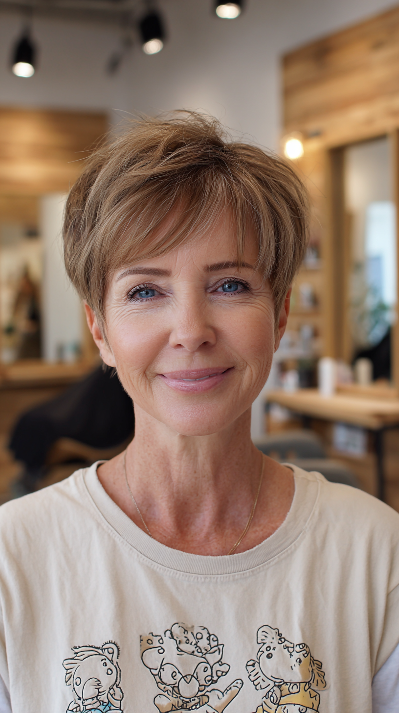Chic Textured Short Cut with Soft Bangs