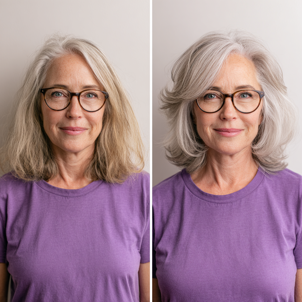 Chic Voluminous Layered Cut for Mature Hair