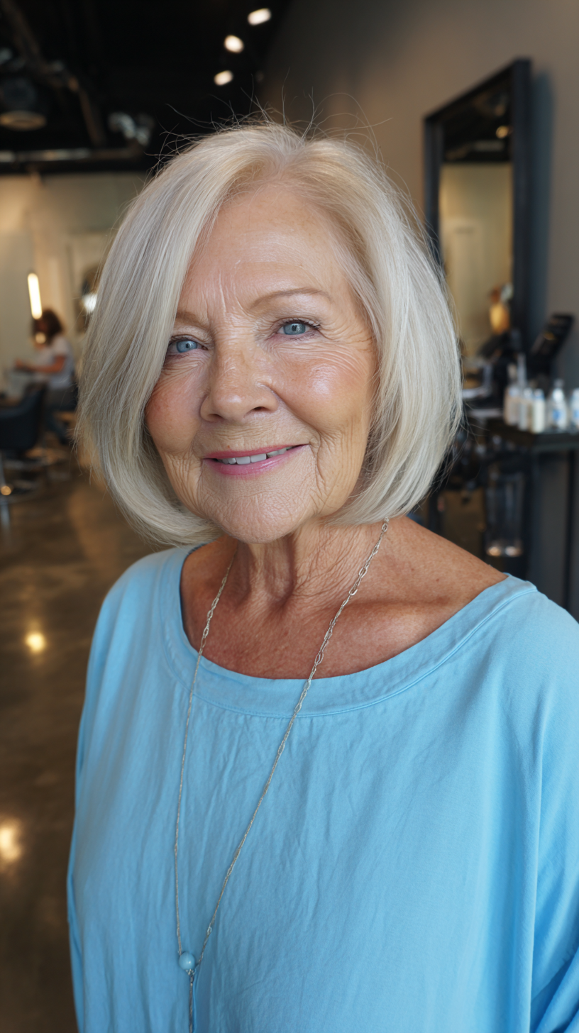 Elegant Blunt Blonde Bob with Subtle Movement