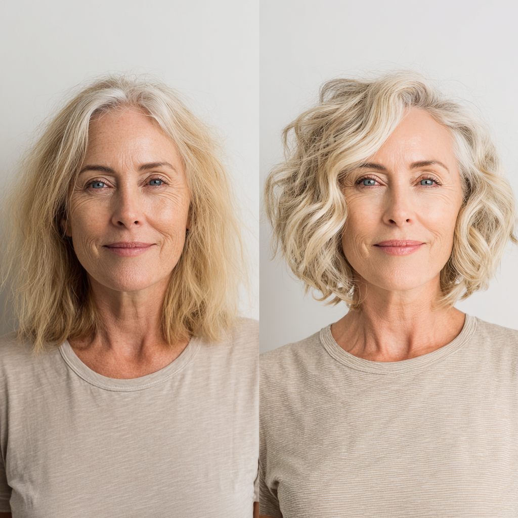 Elegant Textured Blonde Bob with Soft Curls
