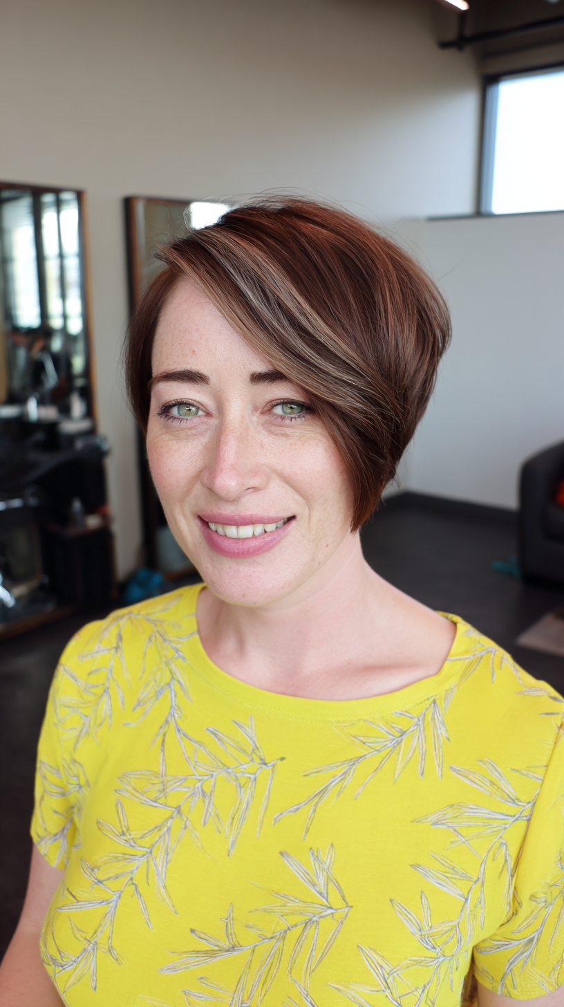 Sleek Asymmetrical Bob with Subtle Highlights