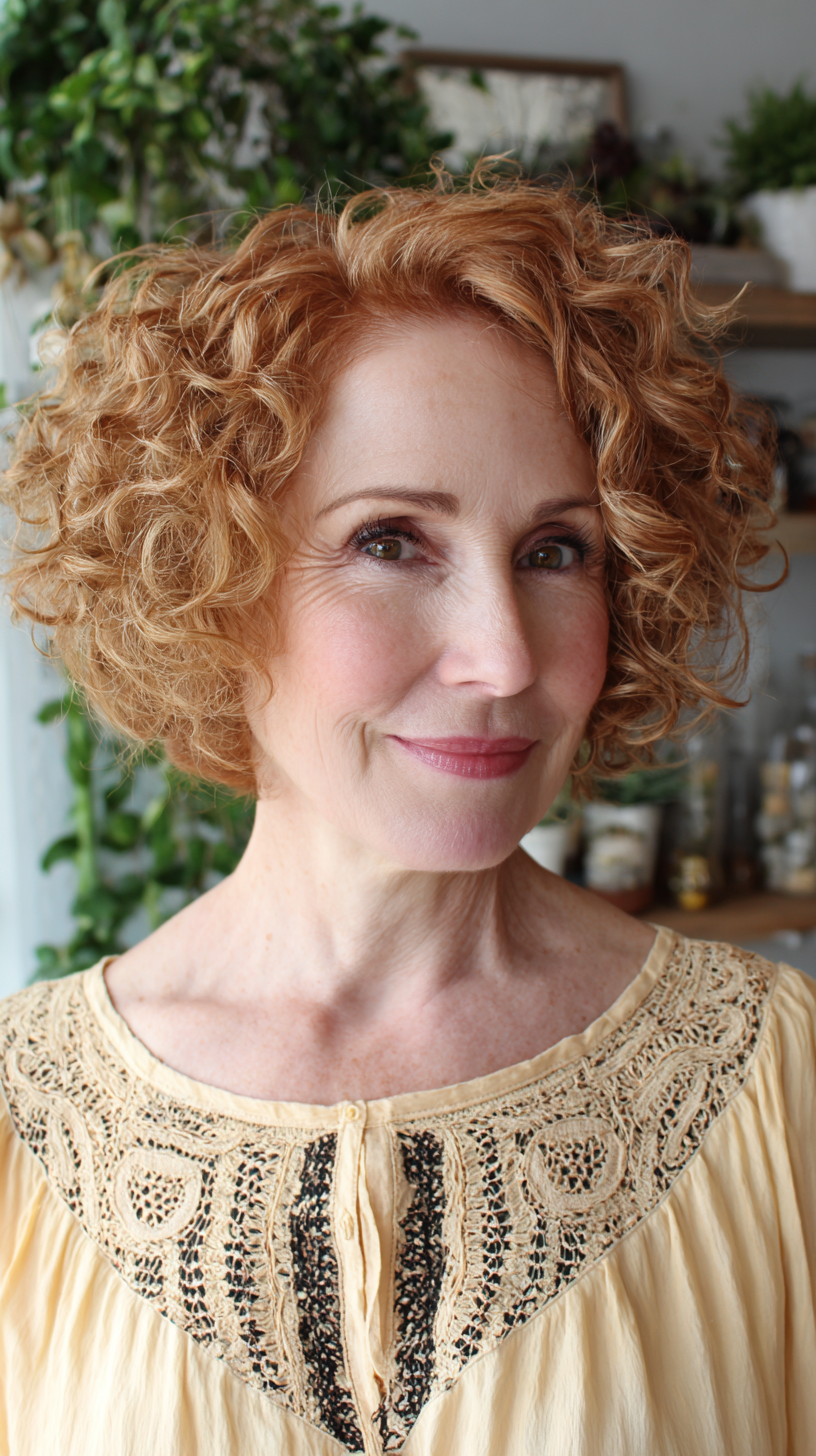 Textured Curly Bob with Subtle Layers