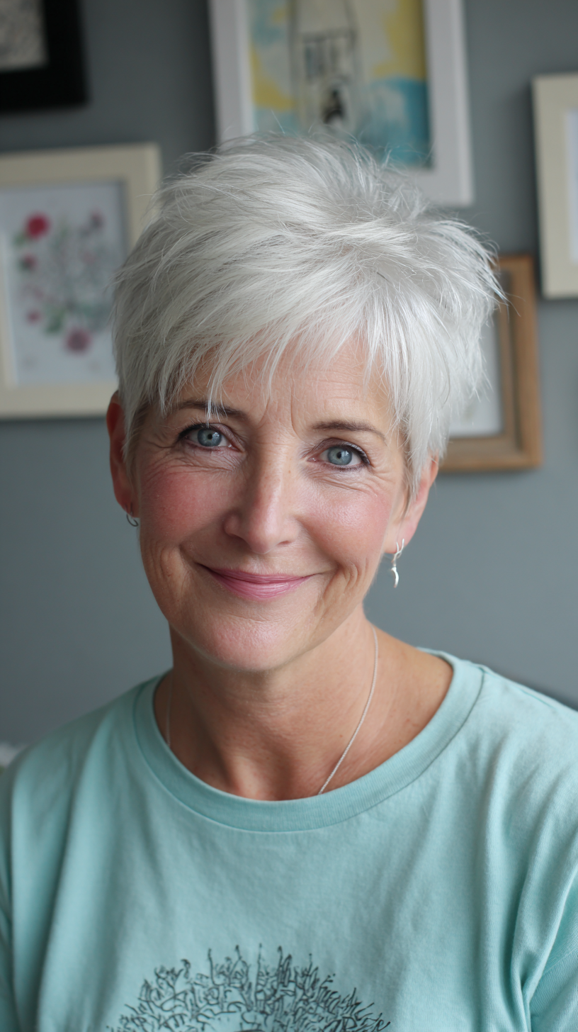 Textured Short Pixie Cut with Subtle Volume