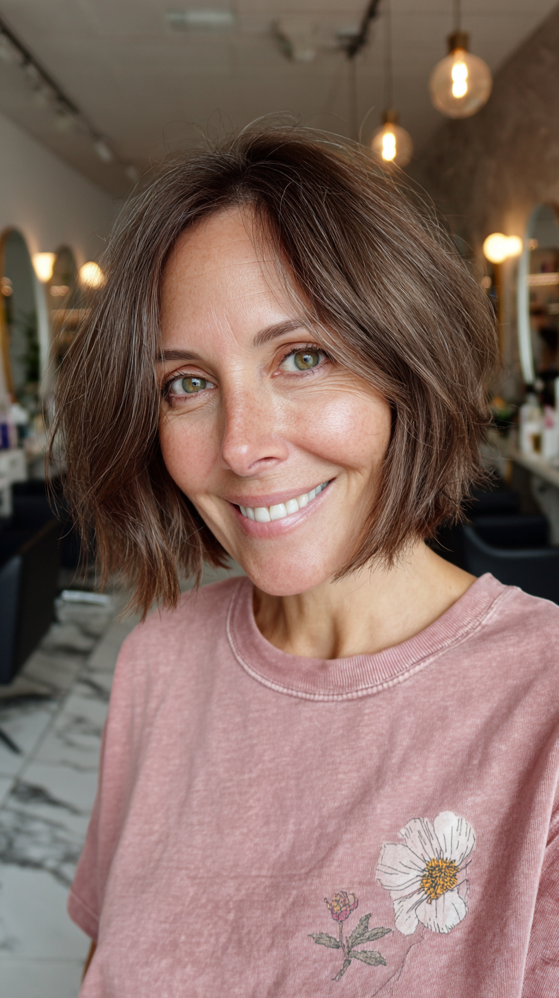 Textured Shoulder-Length Cut with Subtle Volume