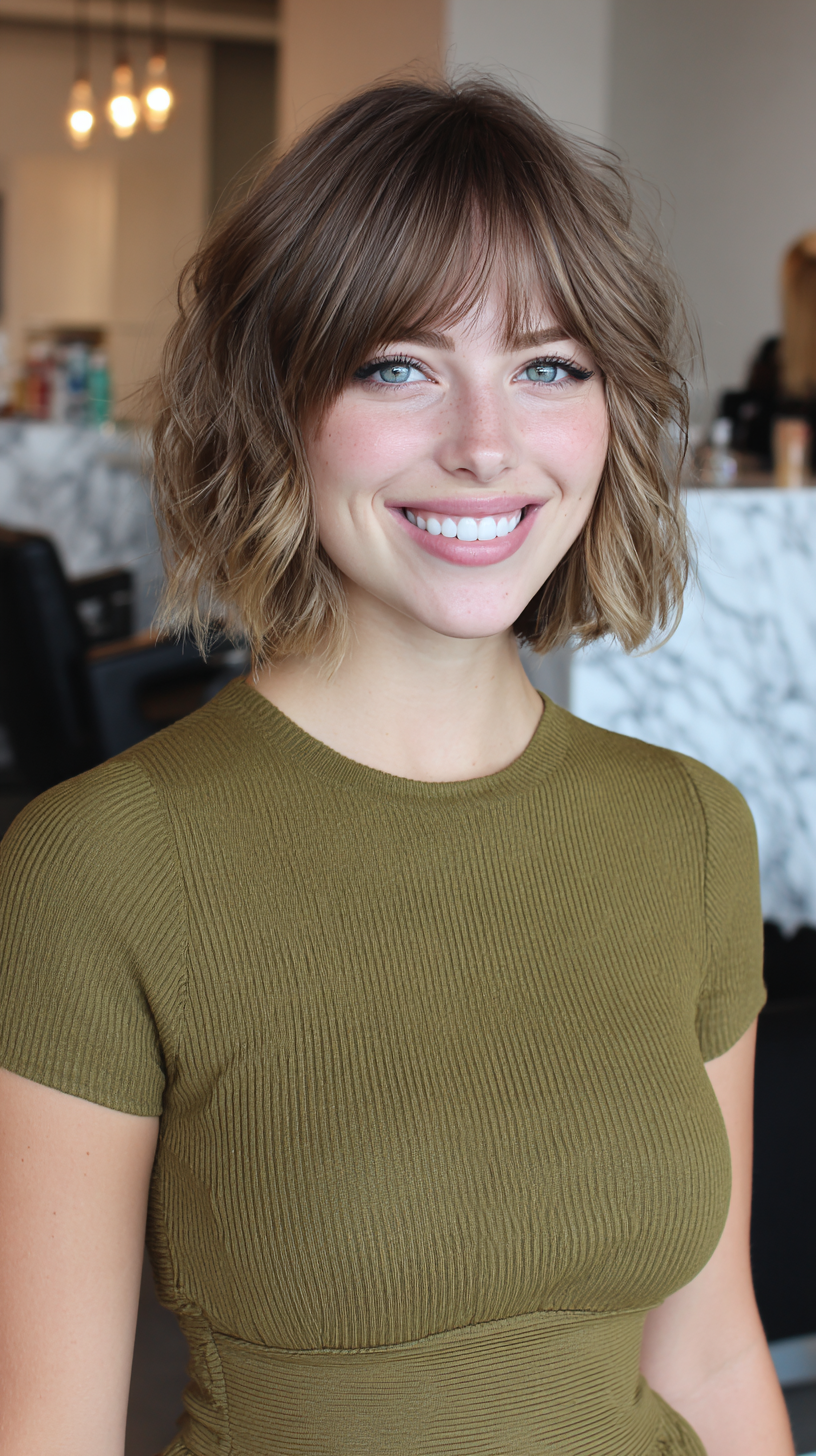 Chic Short Bob with Curtain Bangs