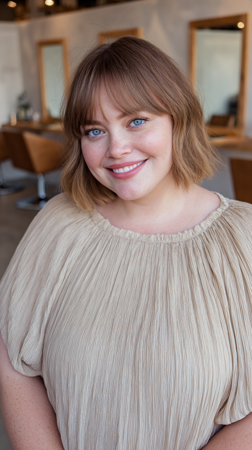 Effortless Short Bob with Face-Framing Curtain Bangs