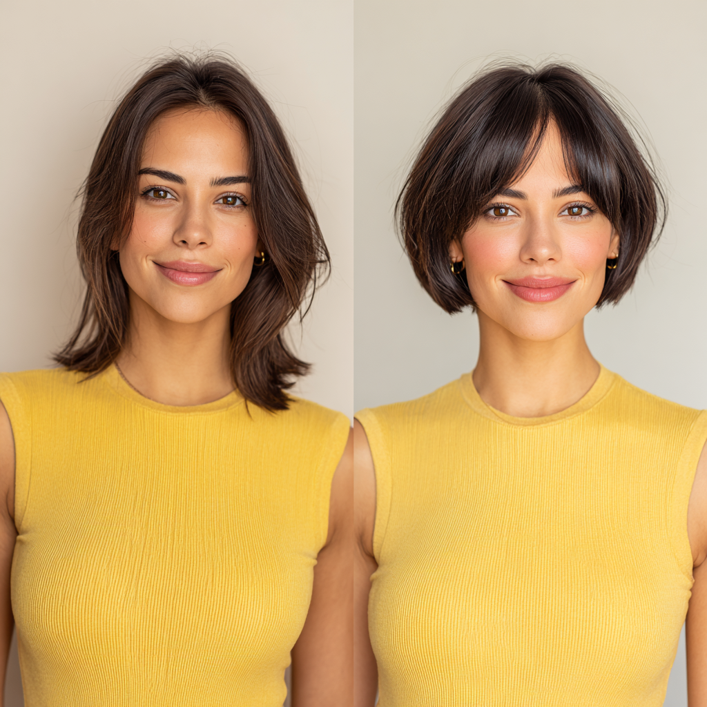 Modern Short Bob with Soft Curtain Bangs