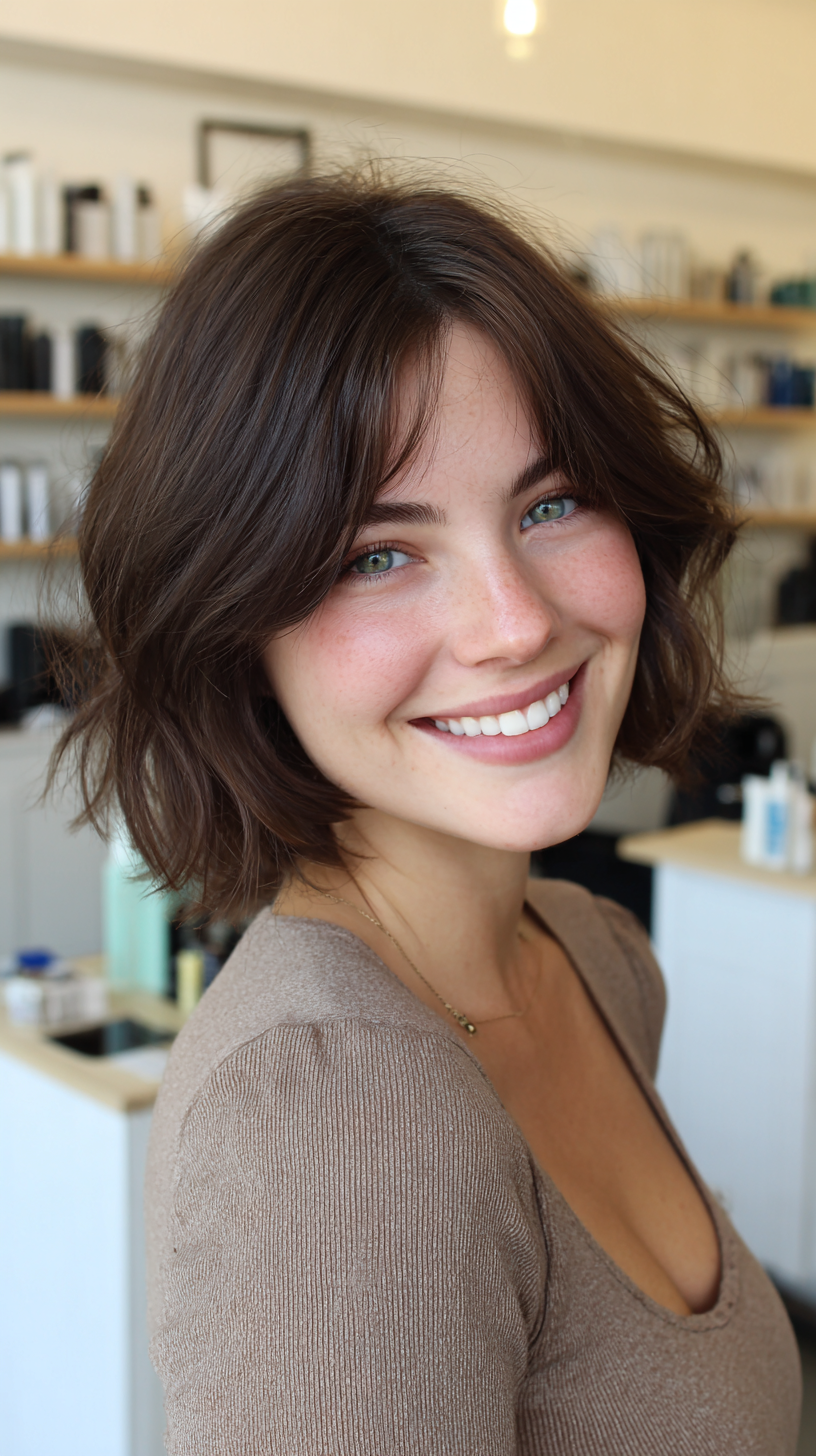 Modern Soft Bob with Face-Framing Curtain Bangs