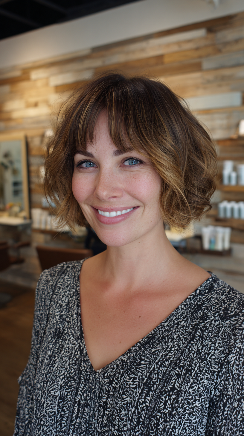 Playful Short Bob with Soft Curtain Bangs