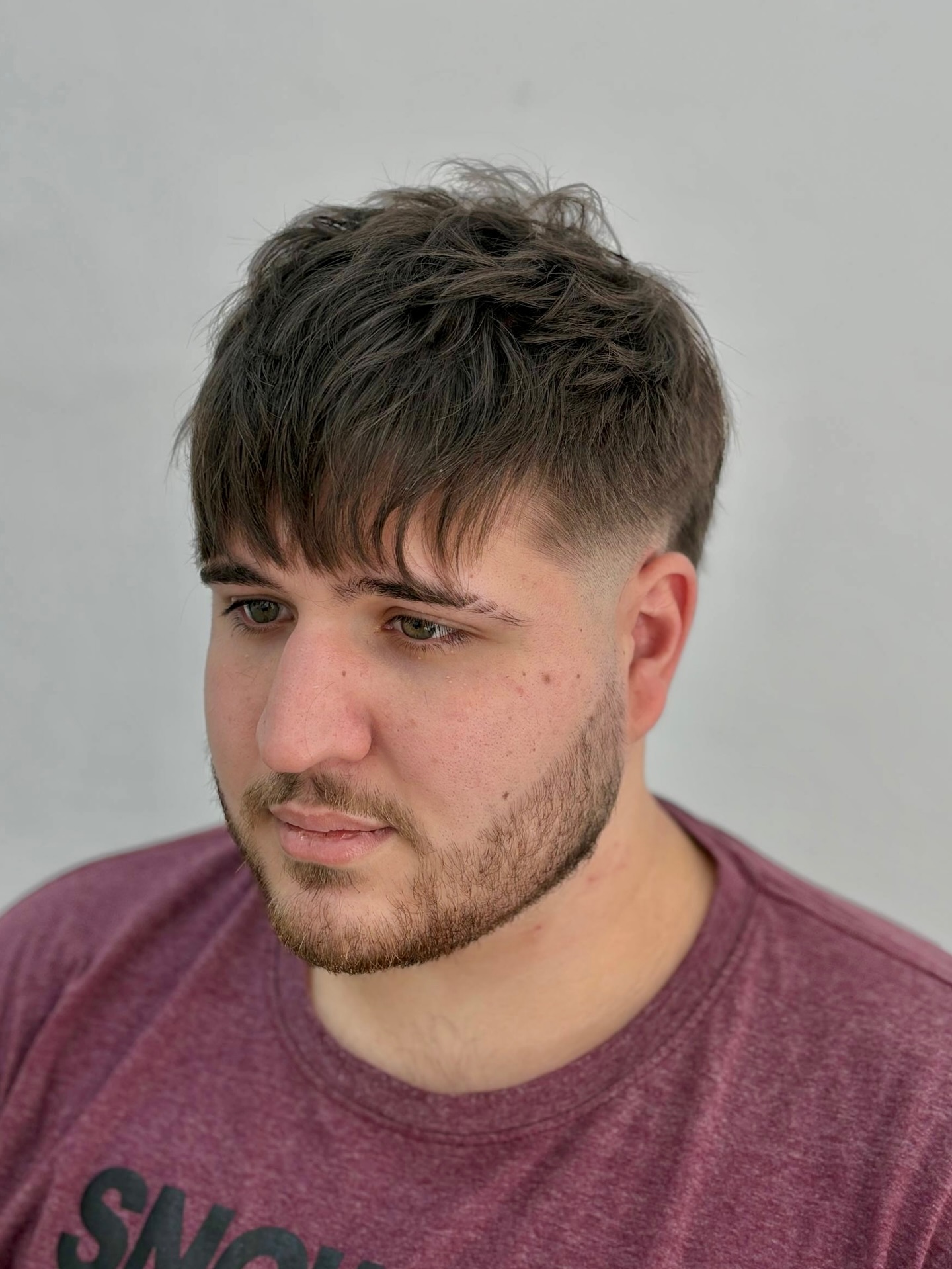 Textured Crop with Tapered Sides and Bangs