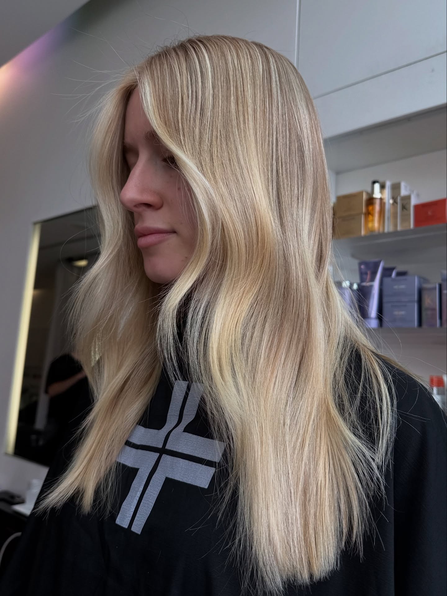 Modern Long Vanilla Blonde Waves with Subtle Texture