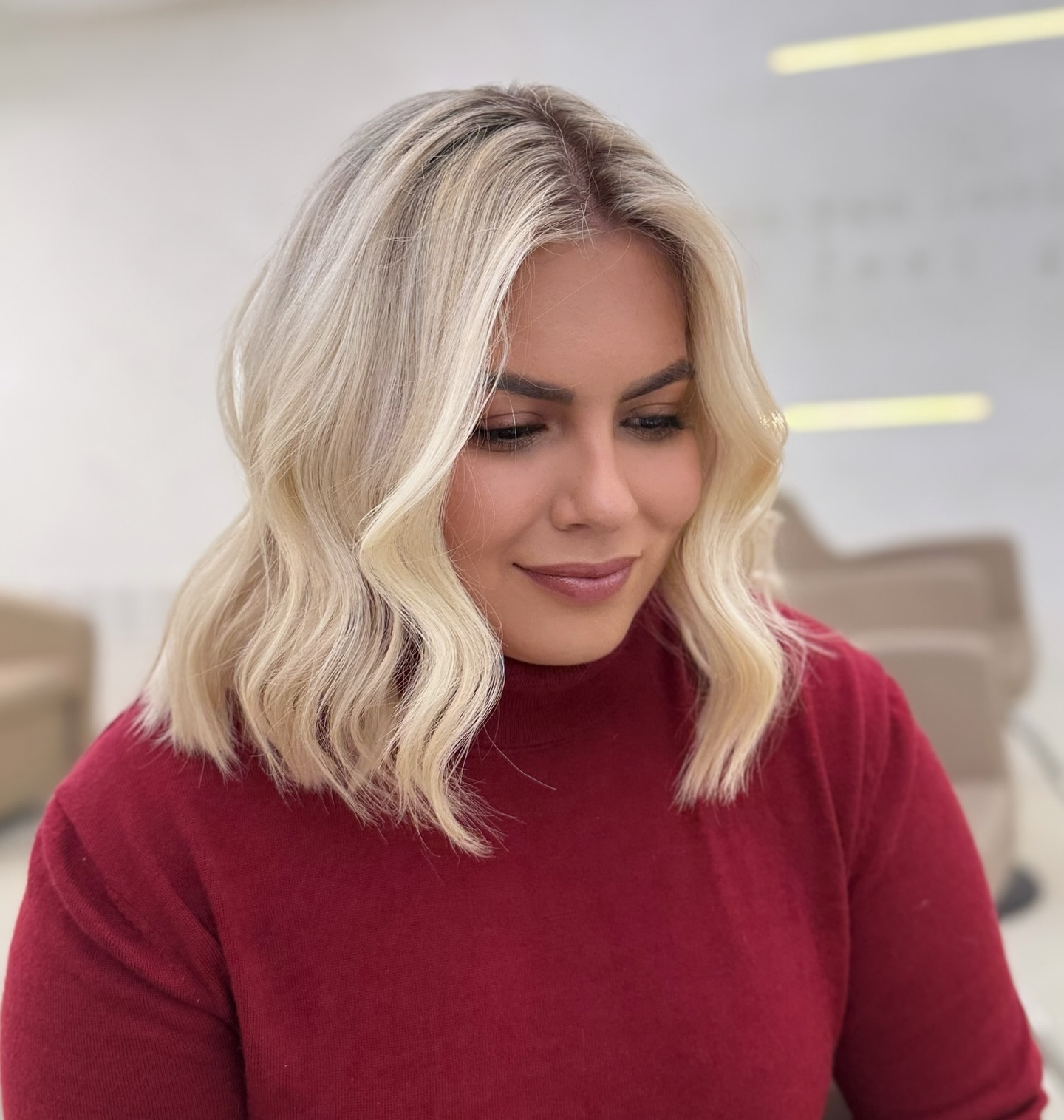 Playful Beachy Vanilla Blonde Lob