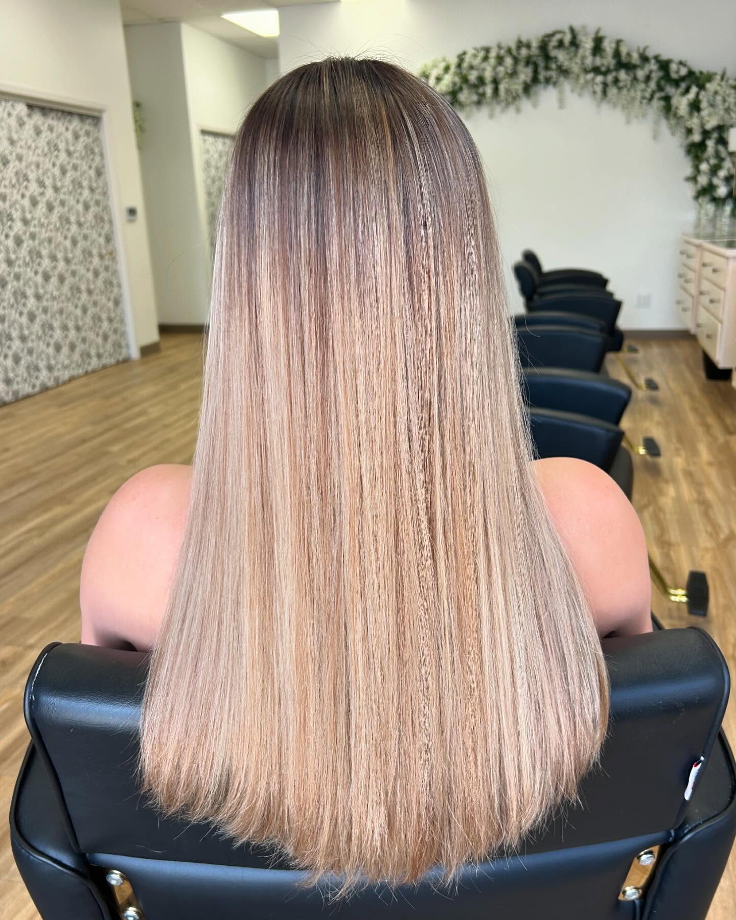 Silky Warm Tone Blonde Balayage with Subtle Dimension