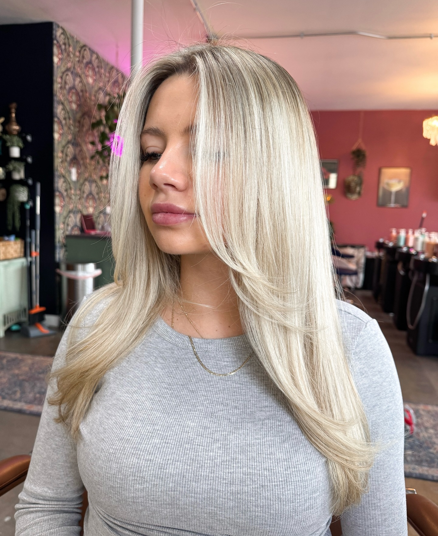 Softly Layered Vanilla Blonde with Subtle Face Framing