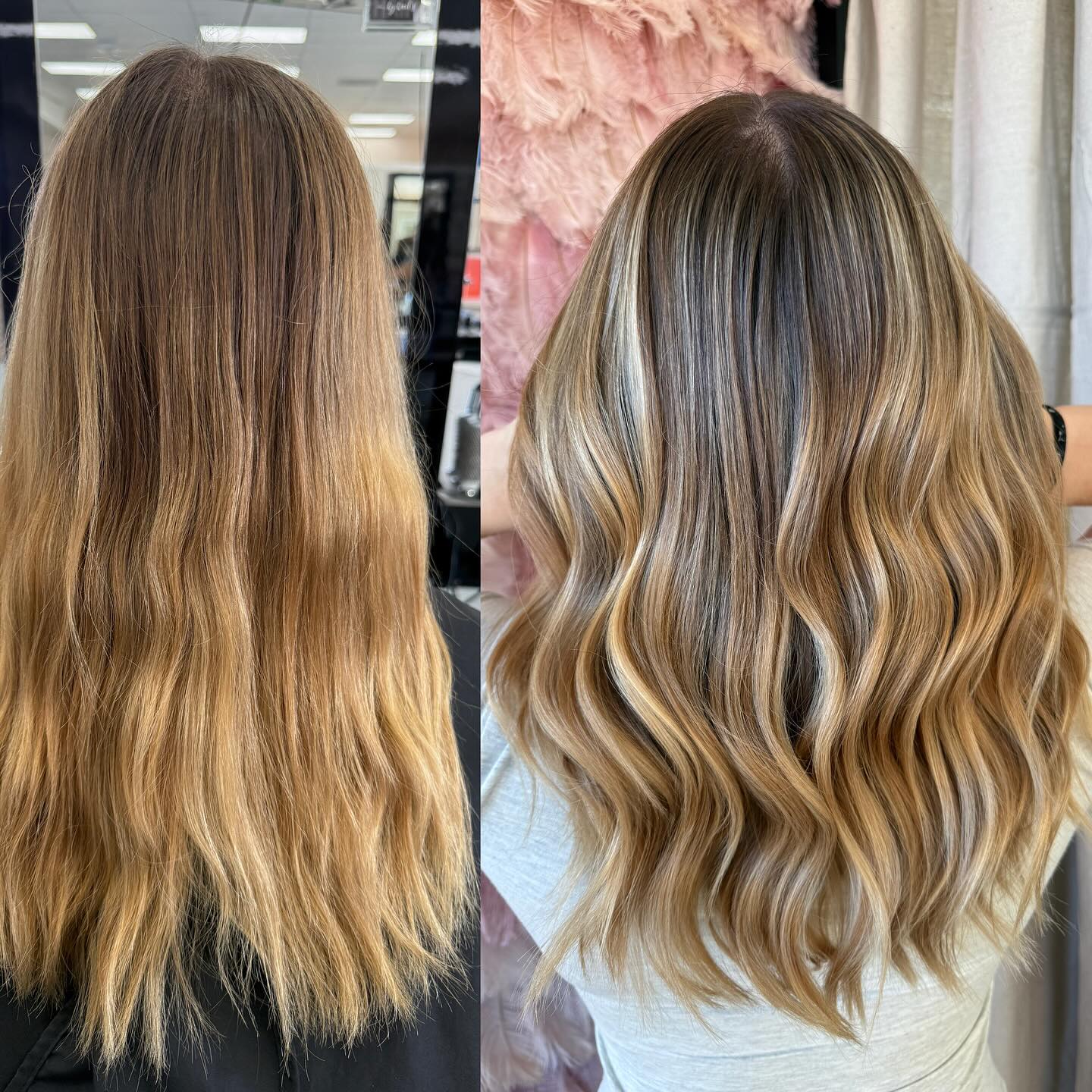 Textured Warm Tone Blonde Balayage with Lush Waves