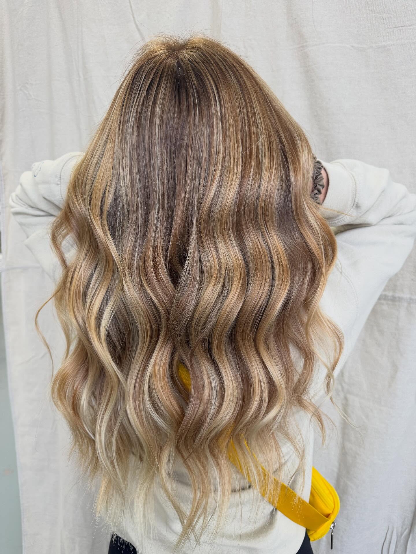Warm Tone Blonde Balayage with Beachy Waves