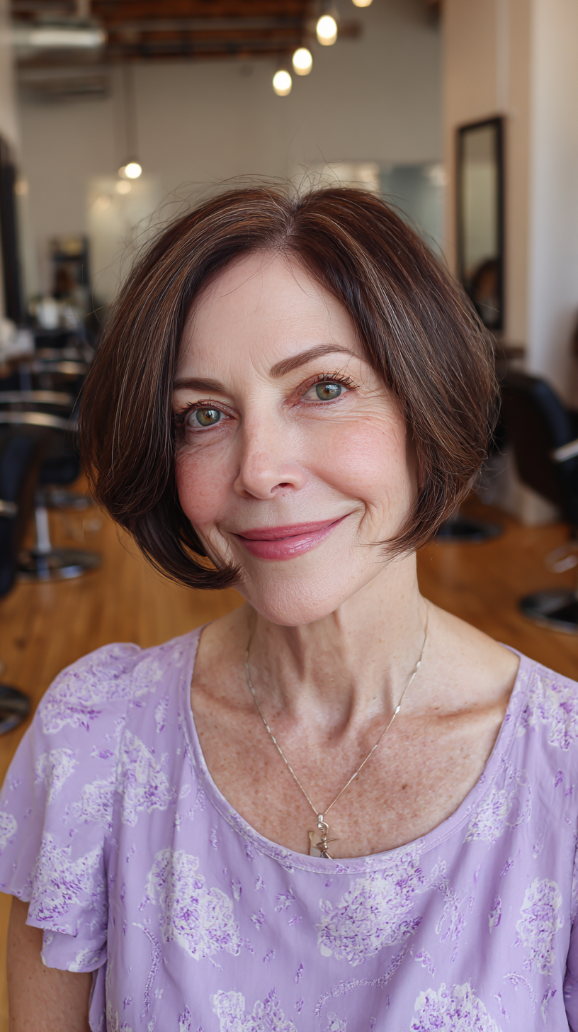 Elegant Rounded Bob with Subtle Highlights