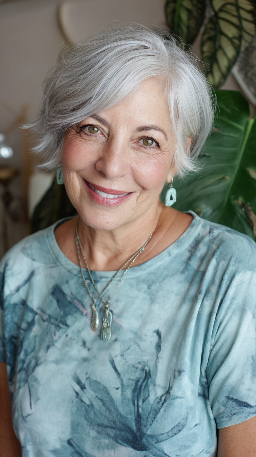 Soft Textured Silver Shag with Feathered Layers