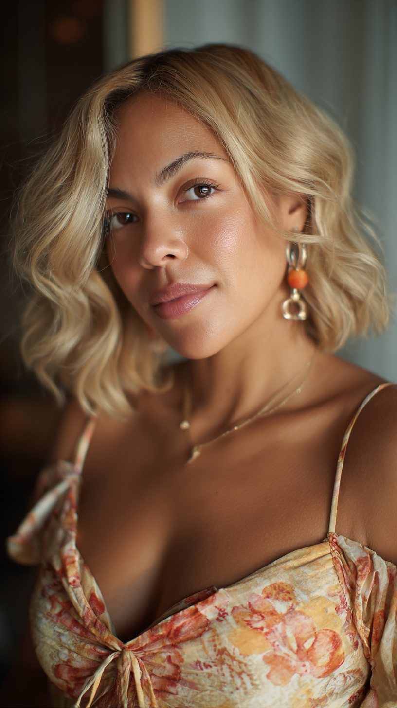 Chic Textured Blonde Bob with Effortless Waves