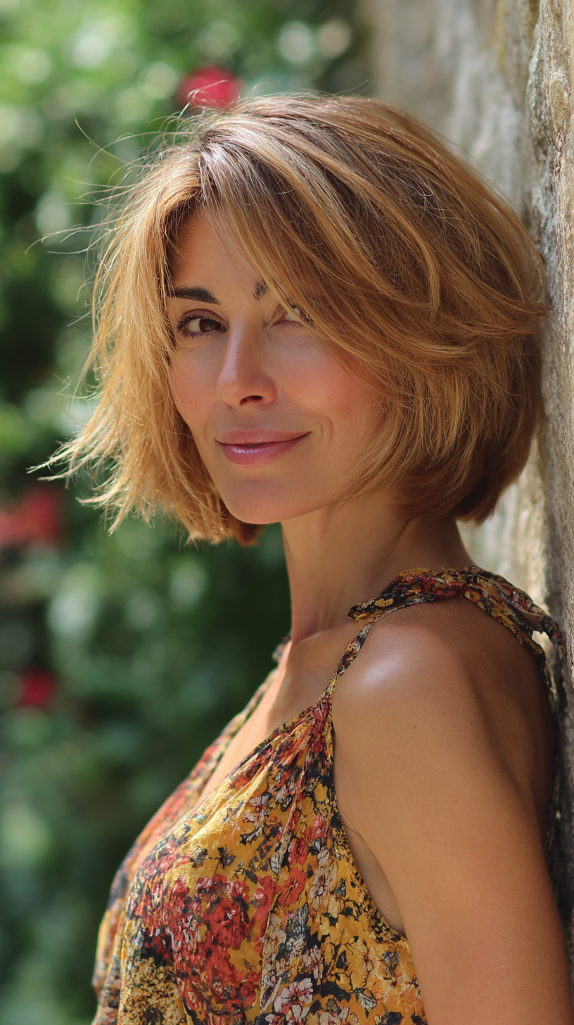 Chic Textured Blonde Bob with Soft Layers