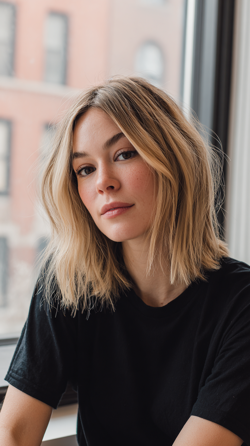 Chic Textured Blonde Bob with Subtle Layers